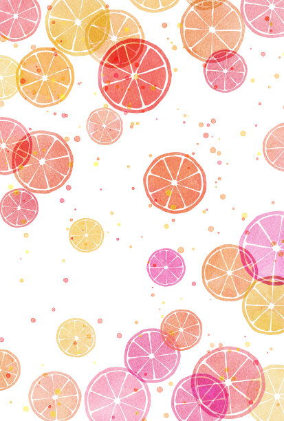 水彩风格可爱的柑橘背景插图图片下载