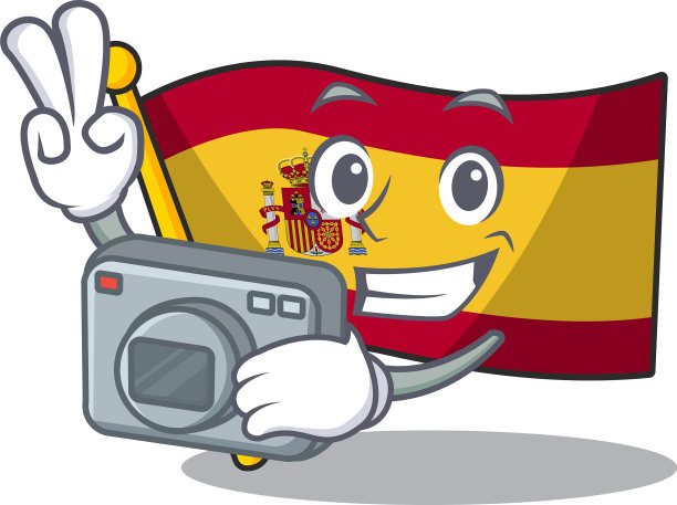 摄影师旗帜西班牙孤立的卡通图片下载