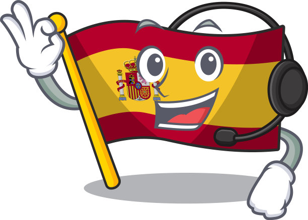 与耳机旗西班牙与吉祥物形状图片下载