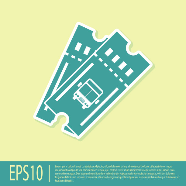 绿色巴士车票图标孤立在黄色图片下载