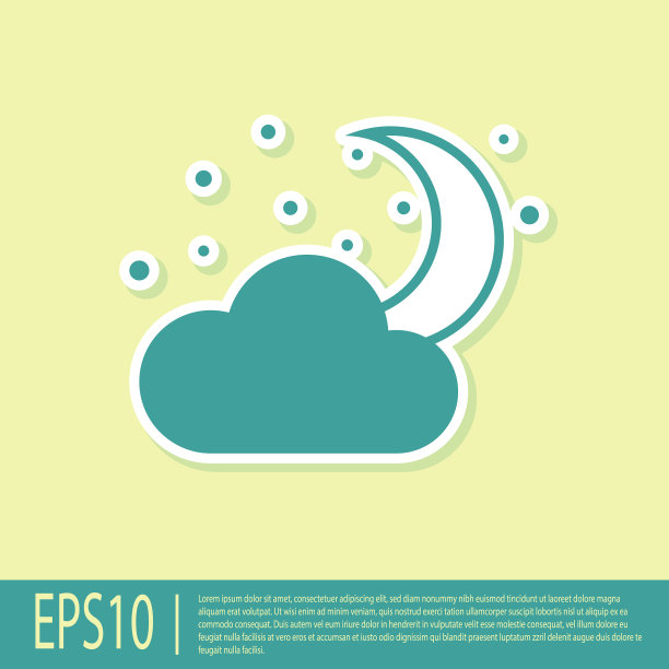 绿云与月亮和星星的图标隔离在一起图片下载