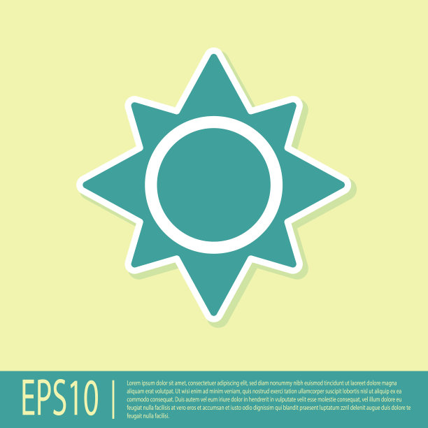 绿色太阳图标孤立在黄色背景图片下载