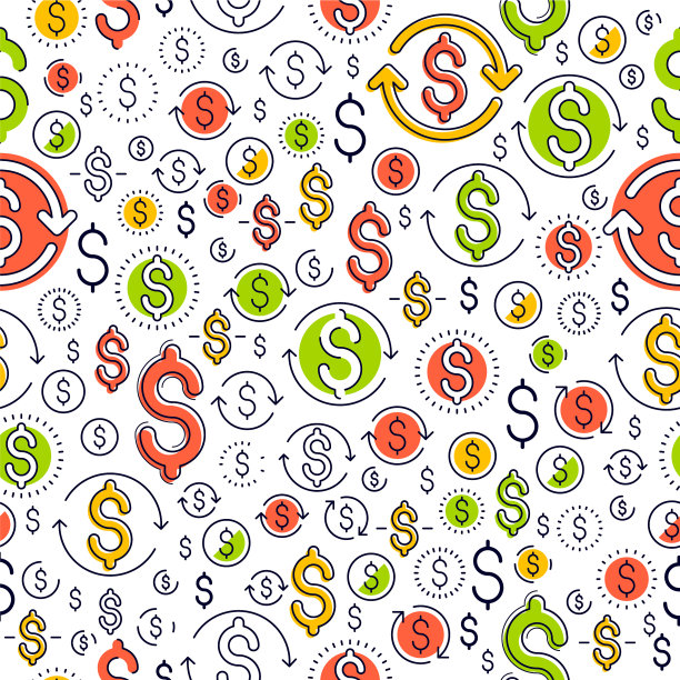 金融图标设置无缝背景美元图片下载