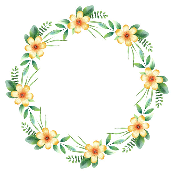 夏天的水彩花环图片下载