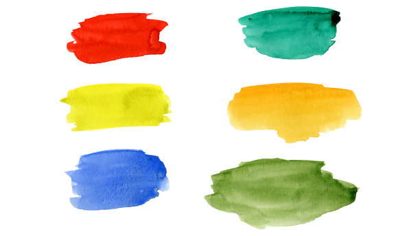 一套抽象的彩色不同颜色的水彩喷溅笔刷纹理插图艺术纸-创意水彩画，孤立在白色背景，帆布设计，手绘图片下载