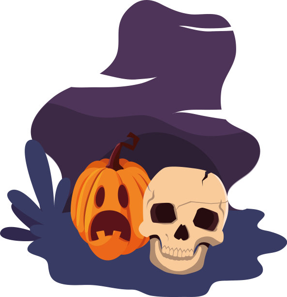南瓜和骷髅庆祝万圣节快乐图片下载