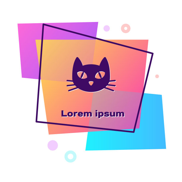 紫色猫图标孤立的白色背景图片下载