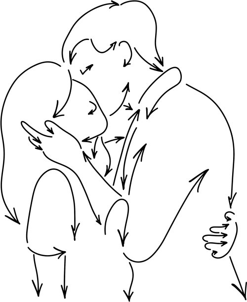 男人亲吻女人的脸颊素描图片下载