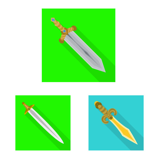 孤立的物体和剑的符号设置和图片下载