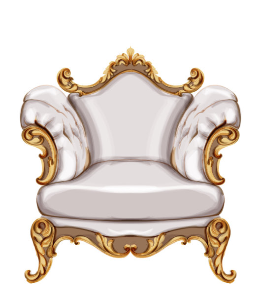 扶手椅金色装饰，水彩画巴洛克式丰富图片下载