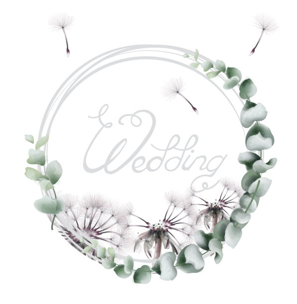 圆花环蒲公英水彩夏天花图片下载