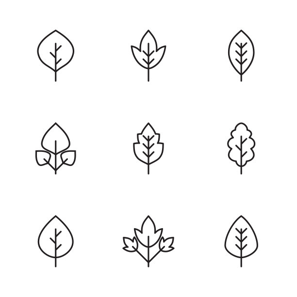 简约树叶图标合集图片下载