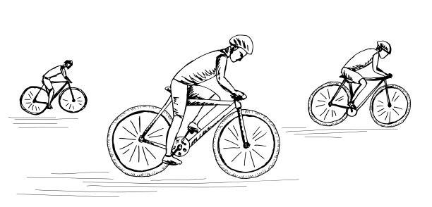 骑自行车的比赛图形黑色白色运动素描插图矢量图片下载