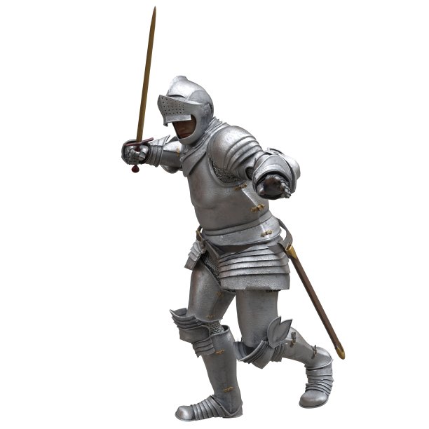 中世纪骑士盔甲孤立的白色背景3d插图图片下载