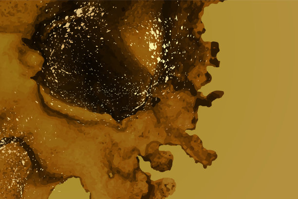 现代水彩背景或优雅的卡片设计或壁纸或海报与抽象芥末墨水波和金色的飞溅。图片下载