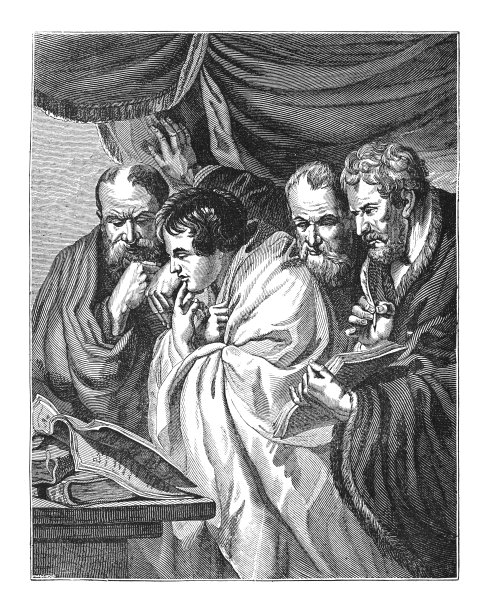 四个福音传道者-古董雕刻插图图片下载