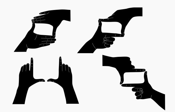 手在框架手势黑色剪影图片下载