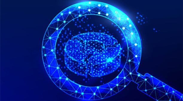 商业分析符号，带有放大镜图标和饼图，图片下载