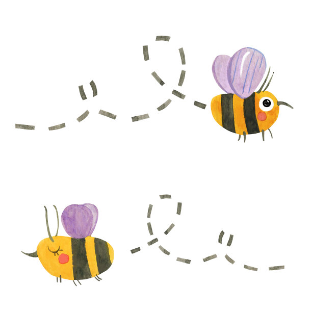 可爱的蜜蜂和笑脸的卡通插图。适合健康食品产品设计、儿童读物。图片下载