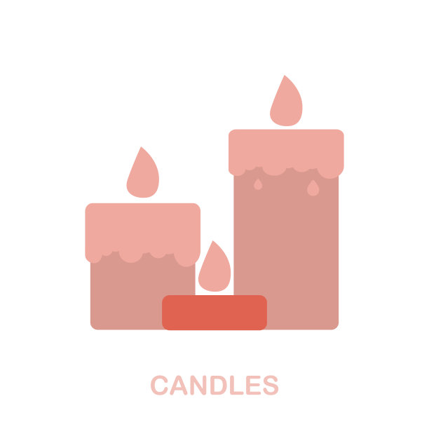 蜡烛平图标。彩色元素标志从温泉疗法收集。平面蜡烛图标标志的网页设计，信息图和更多。图片下载