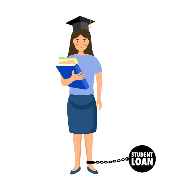 学生贷款负担概念矢量插图白色背景。教育债务。图片下载