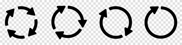 一组圆箭头矢量图标。刷新并重新加载箭头图标。回收图标。圆矢量箭头。箭平坦的迹象。矢量图图片下载