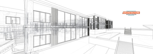 建筑，任何用途的伟大设计。三维插图建筑城市城市现代建筑透视抽象背景。城市建筑矢量图图片下载