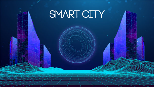 线框景观，智慧城市。技术背景蓝色在低聚风格。数据安全三维矢量背景。全球社交网络连接图片下载