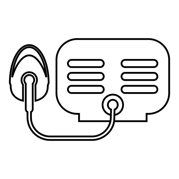 雾化器与面具轮廓轮廓线图标黑色矢量插图图像瘦平面风格图片下载