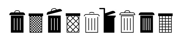 垃圾桶图标。删除孤立在白色背景上的标志和符号插图。向量EPS 10图片下载