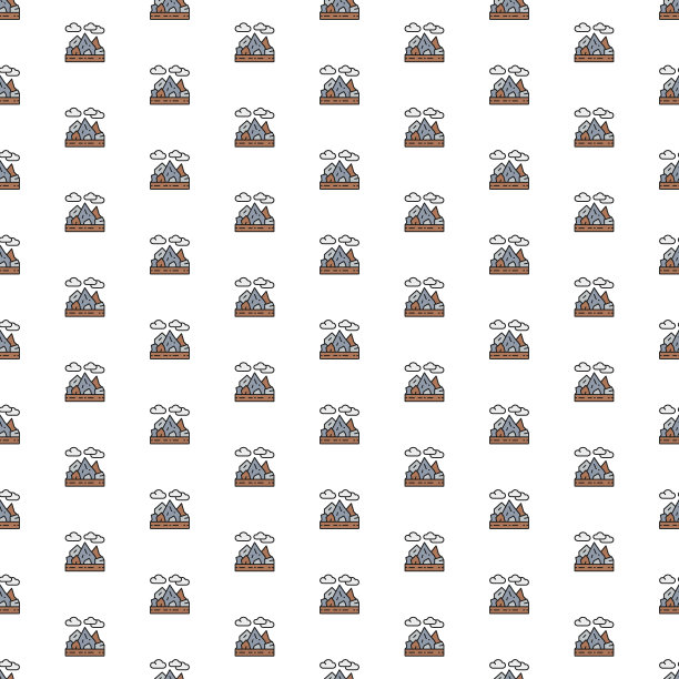 矢量山石，带有各种图标的山地景观格局。象征结构设计。图片下载