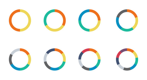 信息图表饼图集。循环采集- 2、3、4、5、6、7、8节。向量孤立在白色背景上图片下载