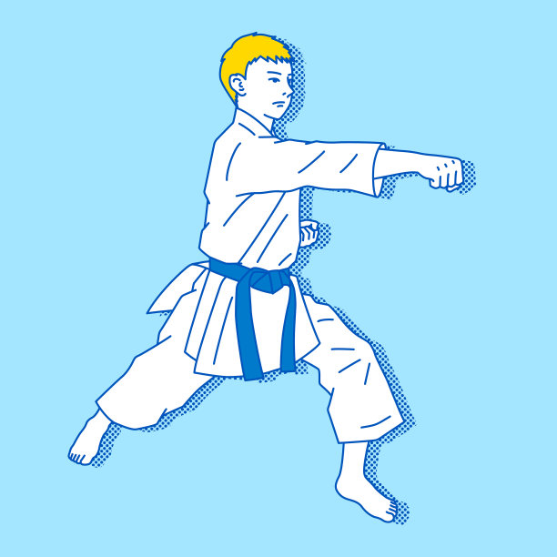 一名男子正在练习空手道(形)(矢量)图片下载