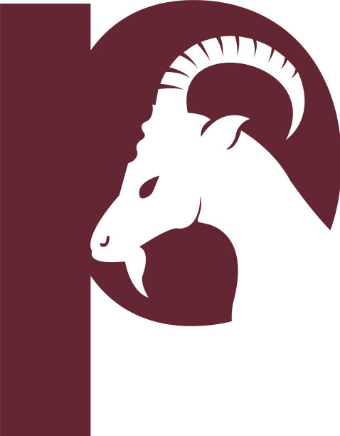 字母p和山羊标志模板设计图片下载