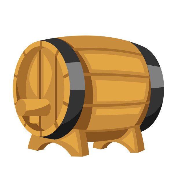 白色背景的啤酒木桶图片下载