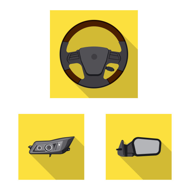 孤立对象汽车和零件标志集合图片下载