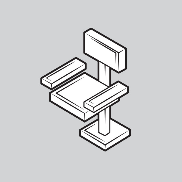 办公椅图标上的白色与黑色隔离图片下载