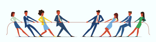 团队战争的年轻人拉绳子的员工图片下载