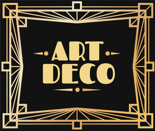 黄金艺术装饰边框与图形1920年代图片下载