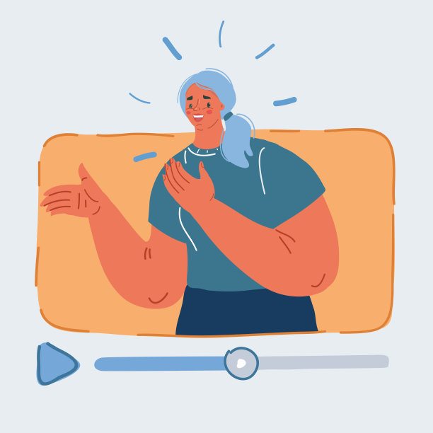 矢量插画在线视频聊天app，互联网聊天，呼叫技术。视频播放窗口与说话的女人。视频聊天。图片下载