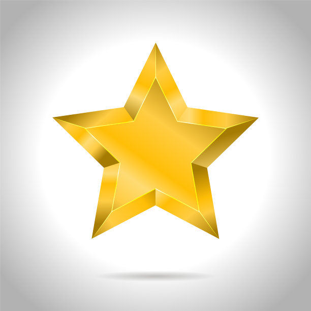 星形逼真的金属金色孤立的黄色3d图片下载