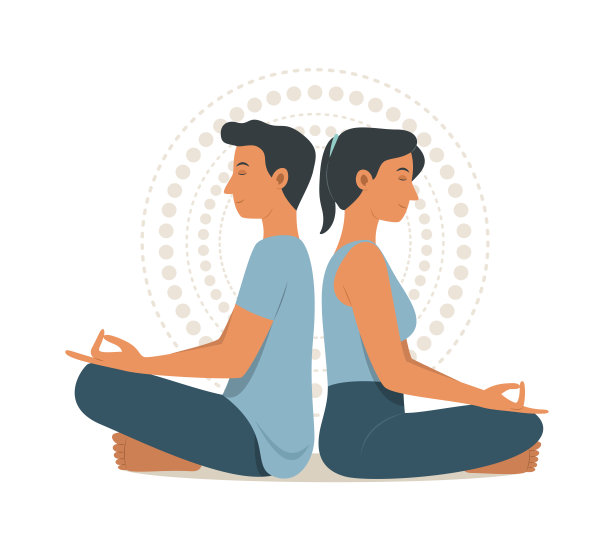 男人和女人练习瑜伽冥想。图片下载