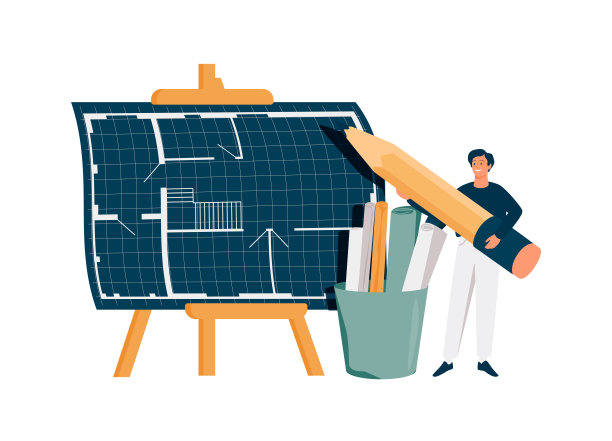 建筑设计师在电脑上设计房子或平面。建筑师工作场所或工作室横幅。图片下载