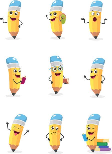 可爱的铅笔卡通人物集图片下载