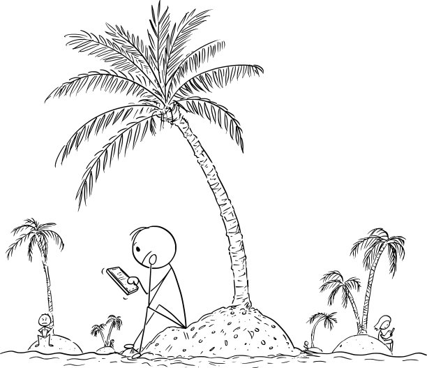 卡通人物孤独的坐在每一个人图片下载