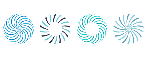 抽象圆向量集。螺旋涡流循环。设计元素。公司标志。图片下载