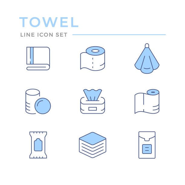 设置毛巾和餐巾的颜色线图标图片下载