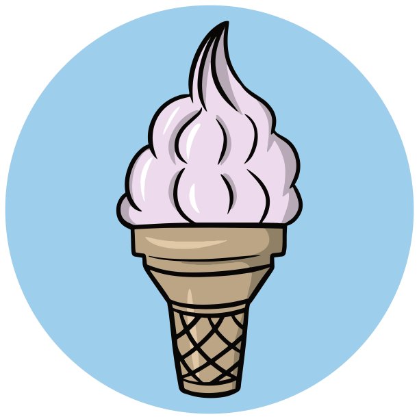 水果冰淇淋在华夫饼杯，蛋筒，甜冷甜点，卡通矢量插图图片下载