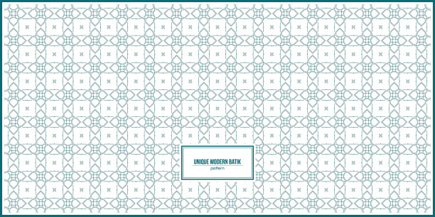 独特的现代蜡染图案与绿松石线颜色图片下载