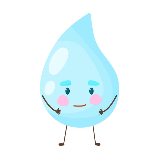 可爱的水滴与微笑的白色背景。卡哇伊。矢量图图片下载
